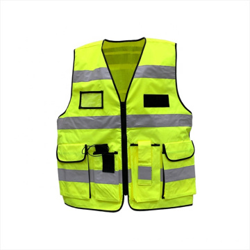 High visibility polyester mesh fabric security reflective safety vest